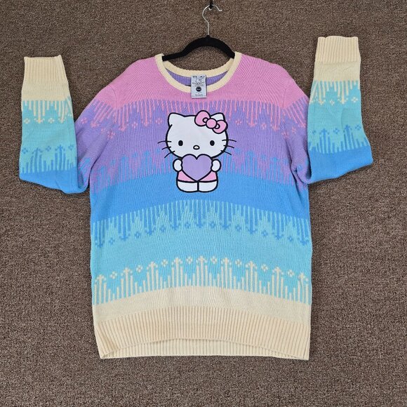 Hello Kitty Sweaters - Box Lunch Hello Kitty Pastel Drip Sweater By Sanrio Sz XL Multi Color-Preowned